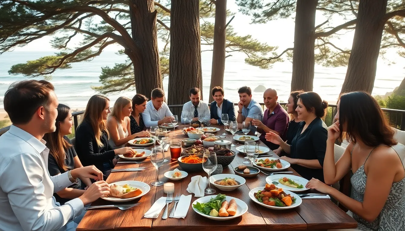 outdoor dining with ocean views in Big Sur.